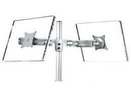 Caber Double Monitor Arm Silver