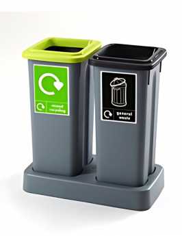 2 WAY RECYCLING STATION - SLIMLINE-50 LTR Plastic Liners Std Labels