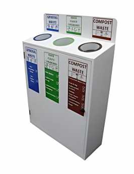 3 Way Slimline Recycling Station - Plastic Liners sts Labels 