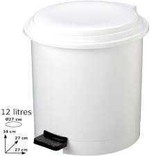 Plastic Pedal Bin White c/w plastic Liner 12L 