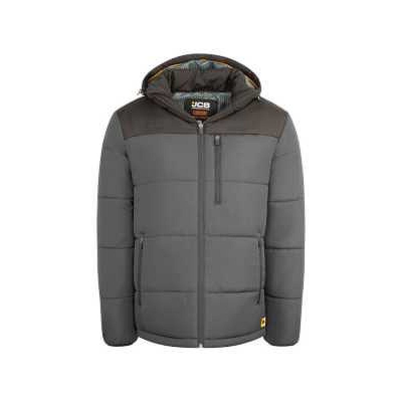 JCB UNISEX PADDED JACKET WITH HOOD GREY/BLACK