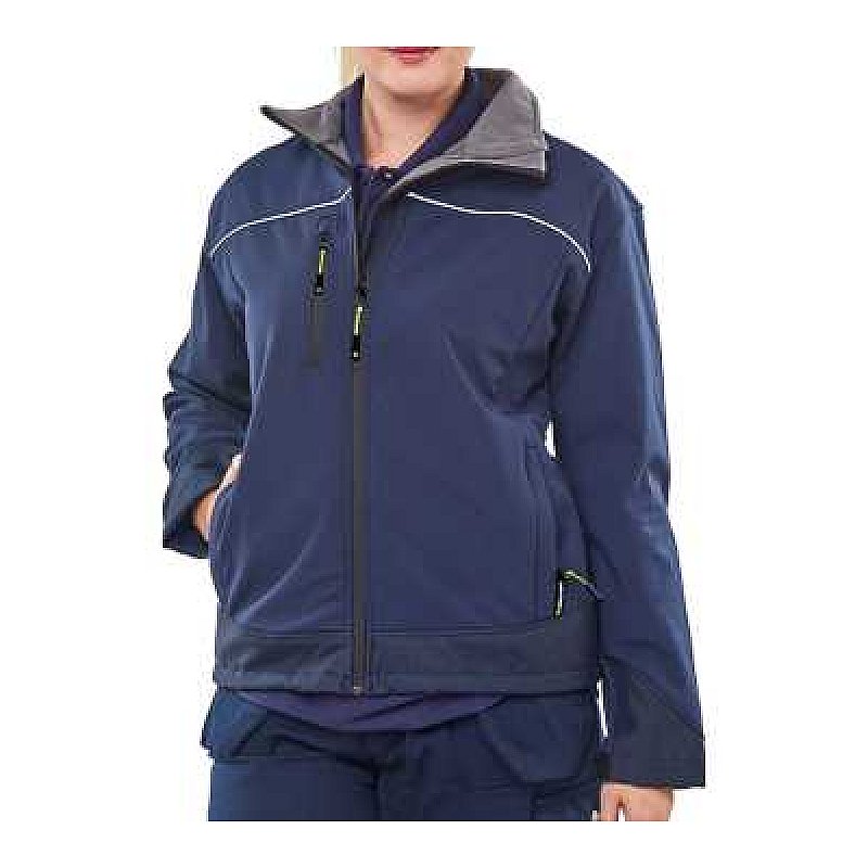 LADIES NAVY SOFT SHELL JKT