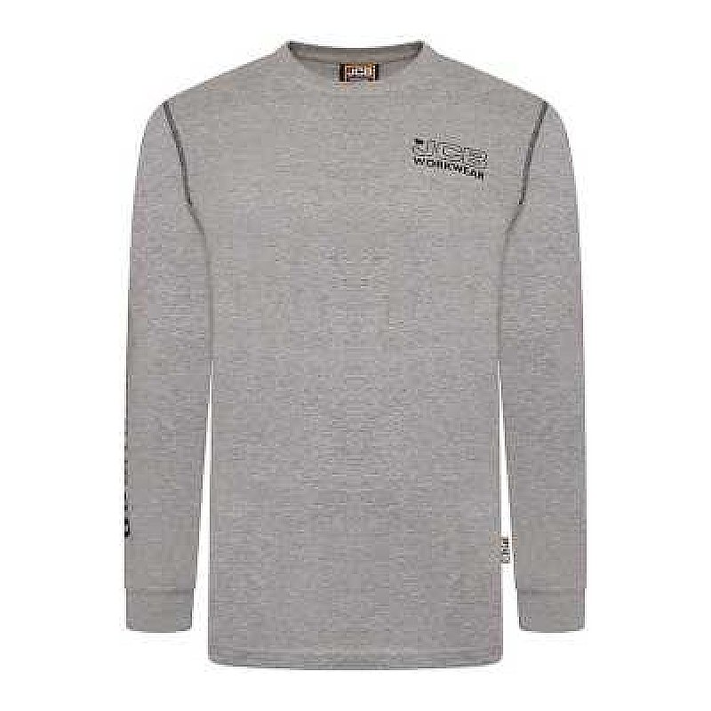 JCB WORKWEAR BANNER L/S GREY T-SHIRT