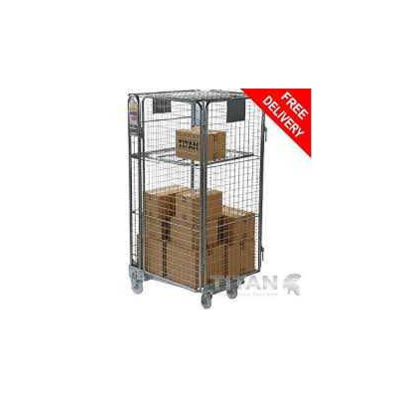 Standard nestable A frame roll containers with mesh panels Type 5 sided - with shelf
